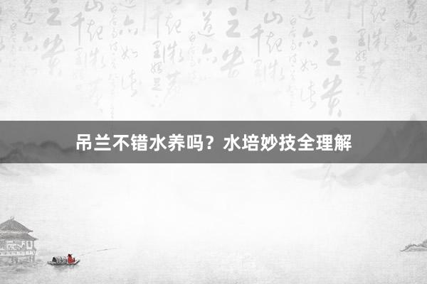 吊兰不错水养吗？水培妙技全理解